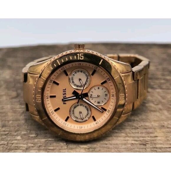 Fossil Accessories - Ladies Fossil Rose Gold Toned Chronograph Wrist Watch - New Battery